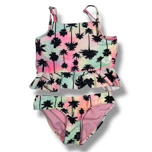 Hurley Girl’s Tankini Swimsuit Set Palm Tree Multi Size 4